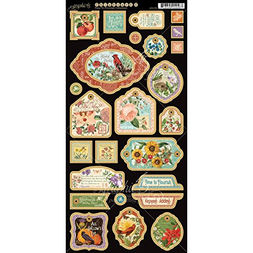 Graphic 45 Time to Flourish Decorative Chipboard for Scrapbooking