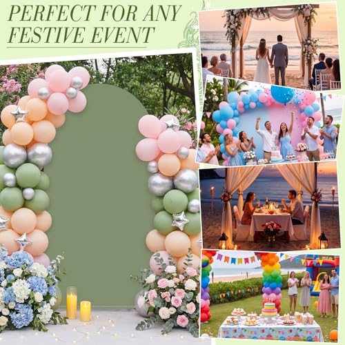 Image of Vitalcozy Set of 1 Arch Covers 6ft Green Spandex | Arch Covers Stretchy Backdrop for Wedding Baby Shower Birthday Photo Booth Decoration, Fits Arch Frame, Frame Not Included