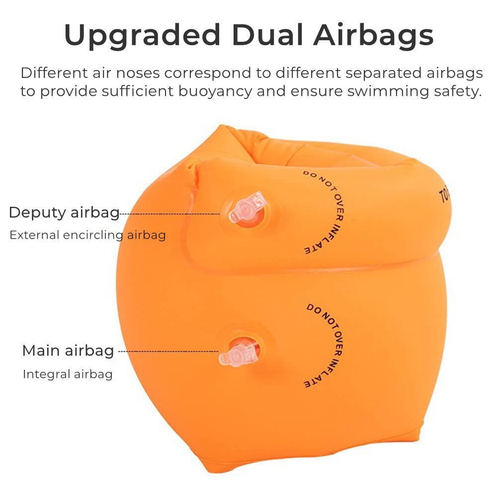 2-4 Pack Arm Floaties for Kids and Adults, Pool Floats, Inflatable Swim Ring, PVC Floater Sleeves for Toddlers Children 3-5-6-12 Years (1 Pair-Orange)