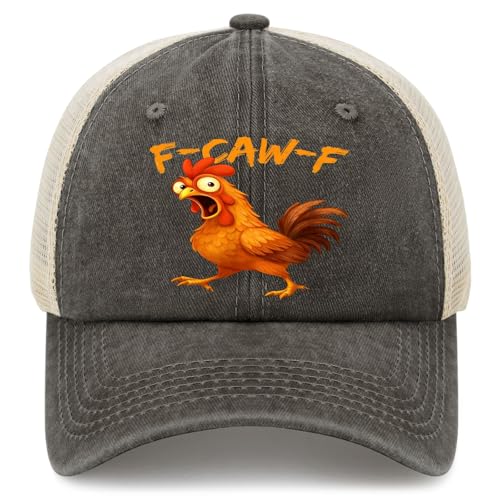 FCaw F Rooster Funny Hat Printed Chicken Whisperer Cap Adjustable Dad Hat for Men Women Backyard Farmer Poultry Gift