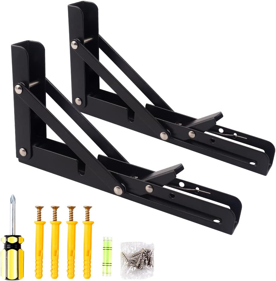 Oudtinx 2PCS Folding Shelf Brackets,Heavy Duty Triangle Shelf Bracket