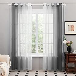 Cortina Gris Translucida Deconovo Cortinas Salon Translucidas para Dormitorio Decorativo Visillos 2 Piezas 140x215cm Gris Oscuro