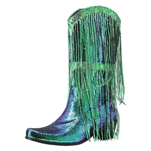 Bottes mi-mollets pour femme au motif tendance et finitions pailletées
