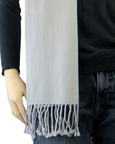 Pure Cashmere Pashmina Scarf 3 Ply Silver Grey2