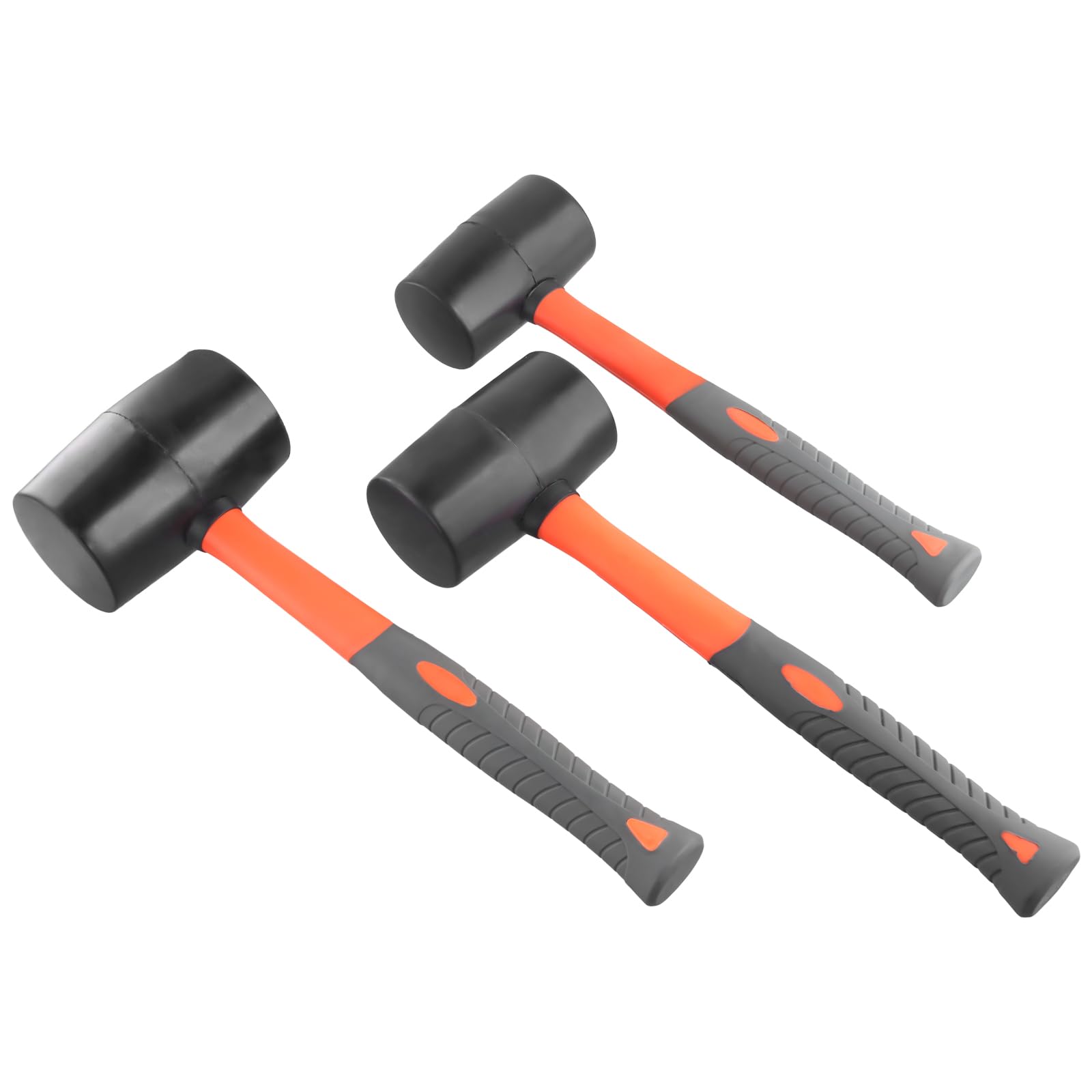 MUKSUET 3 Pcs Rubber Mallet Set (16oz, 24oz, 32oz) with Non-Slip TPR Handle, Solid Rubber Hammer for Woodworking Flooring - Image 4