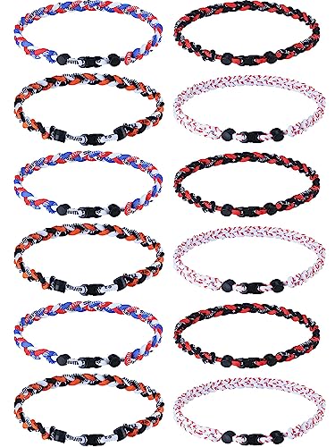 Jexine Softball Baseball Necklaces for Boys Baseball Rope Necklace 3 Rope Braided Tornado Titanium Sports Softball Gifts for Team Girls