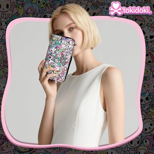 Tokidoki Wallet with Wristlet PU Leather RFID Blocking Credit Card Holder Large Capacity Zipper Phone Wallet (pink)2