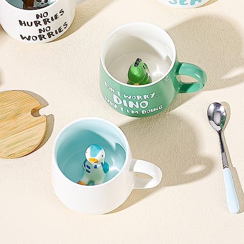 Dinosaurier Keramik Tasse Lustig Personalisiert, Kawaii Süße Coole Sachen Kaffeebecher Cappuccino Lustige Tassen Personalisierte Dankeschön Beste Freundin Geschenke für Frauen, Männer, Mädchen