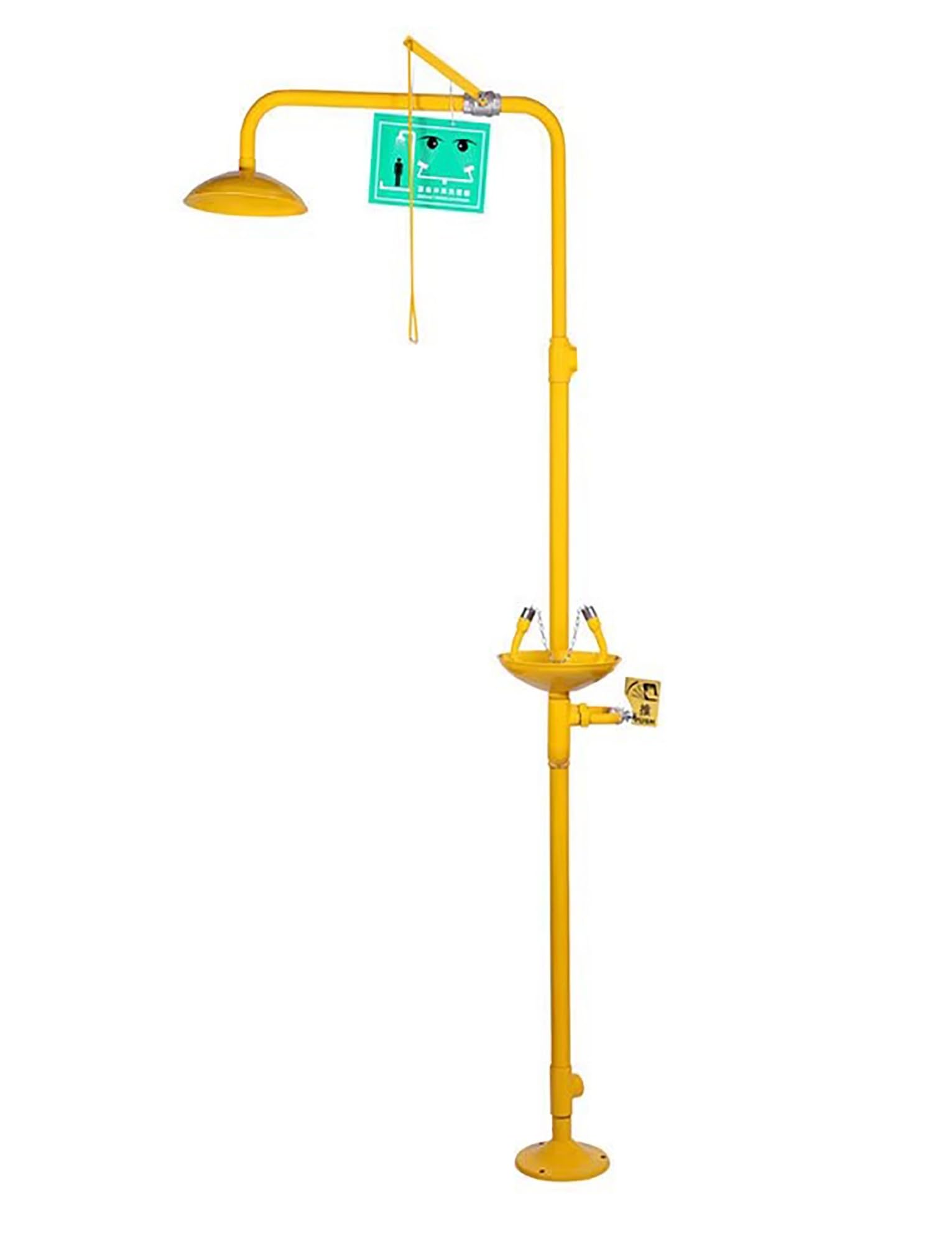 Estación lavaojos con ducha de emergencia, estación de ducha lavaojos combinada con ducha de seguridad y barra de tracción triangular. lavaojos for uso industrial y de laboratorio.(Orange,Basic mode
