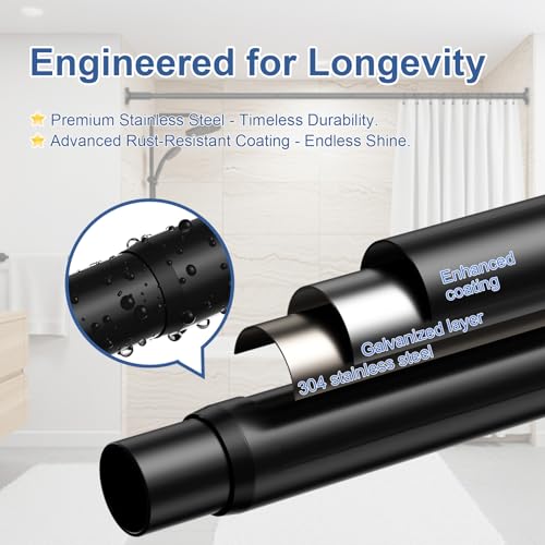 Image of Tension Curtain Rod 32-90Inch Black Tension Rod Outdoor Curtain Rods