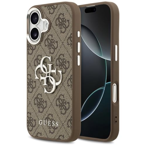 Coque iPhone 17 Guess marron et argent avec grand logo classique par CG Mobile