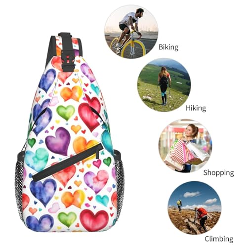 Mochila cruzada negra con estampado de corazones miniatura 6