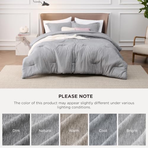 Image of Bedsure Full Comforter Set - Grey Soft Bedding for All Seasons, Cationic Dyed Bed Set, 3 Pieces, 1 Full Size Comforter (82 inchx86 inch) and 2 Pillow Shams (20 inchx26 inch+2 inch)