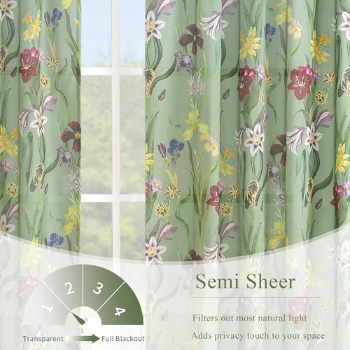 Image of Schweek 96 Inches Long Boho Curtains 2 Panels for Living Room Sage Green