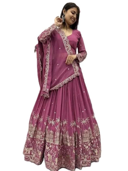 Women Embroidered Lehenga Choli Set with Dupatta | Flared Ethnic Wear for Wedding, Party & Festive Occasions-image-22