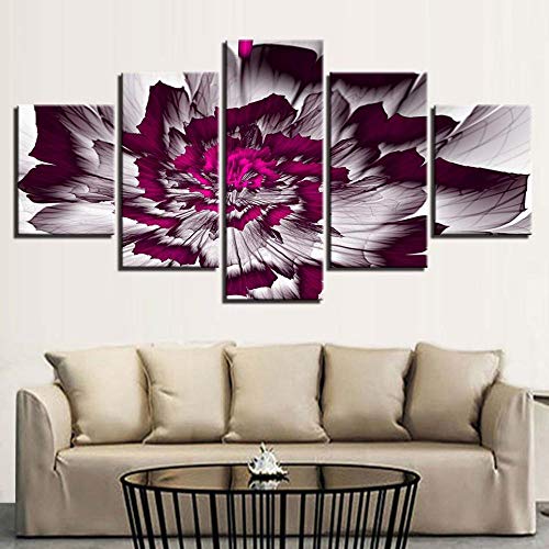 Tableau mural 5 pièces fleur pour salon élégant - 2