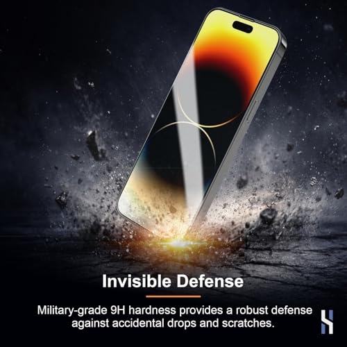 Image of Tempered Glass for iPhone 14 Pro Max (6.7 Inch) Military Grade 9H Screen Guard, Anti-Scratch, Shatterproof, Edge-to-Edge Full Coverage - Black Border