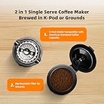 Mini Single Serve Coffee Maker for K Cup and Ground Coffee, Fast Brew One Cup Coffee Machine with Descaling Reminder and Water Window, 6 to 12 oz. Brew Sizes, Black - Image 2