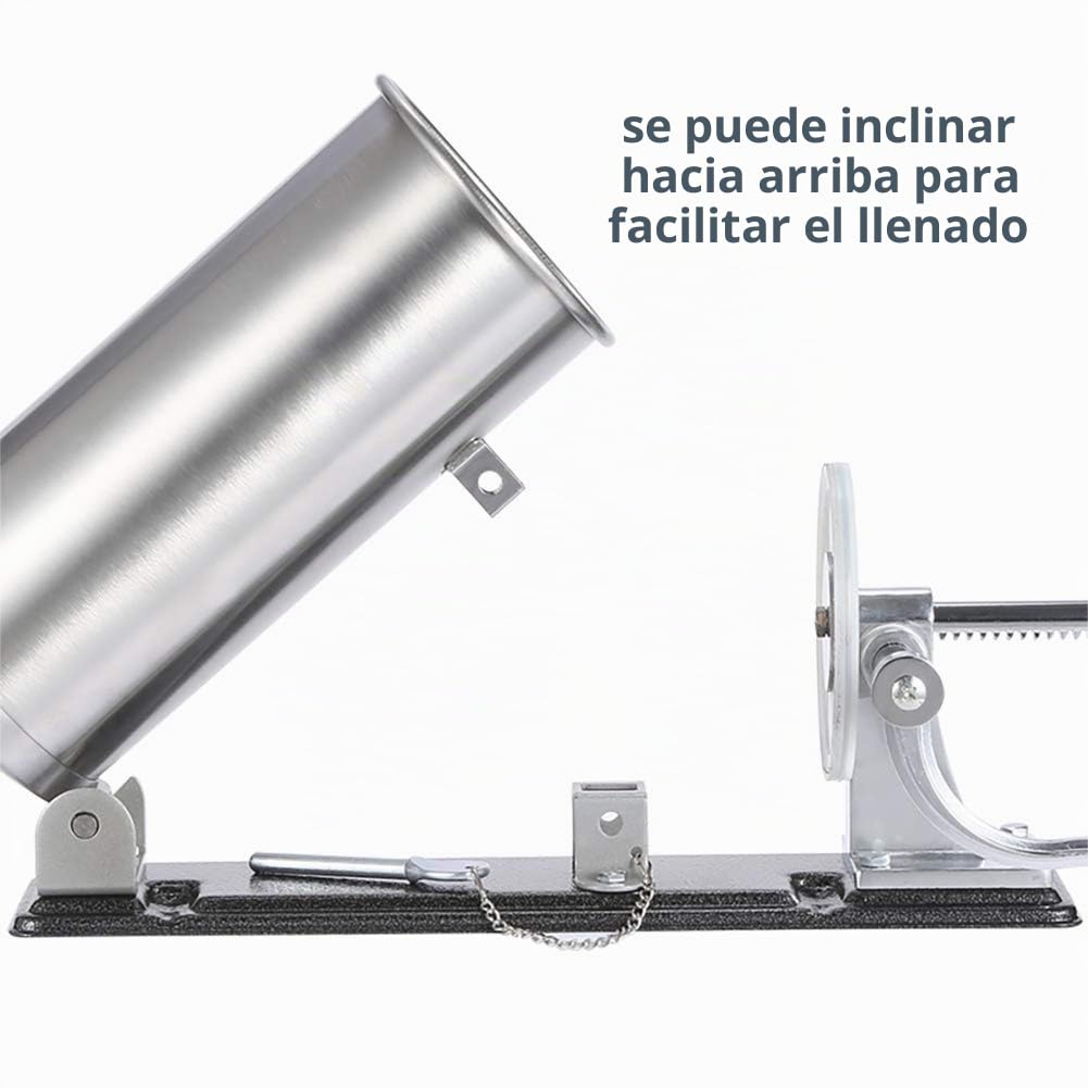 Embutidora de salchichas - Máquina de cocina de llenado de carne horizontal, para embutido casero, de acero inoxidable, 8 tubos de relleno (6 lb/3,5 l horizontal)