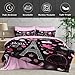 WeCozy 7 Pcs Queen Size Comforter Set with 2 Pillowcases & 2 Shams, Paris Eiffel Tower Bedding for Kids and Adults, Cute Pink Makeup Fashion Dress Bed in a Bag with Flat Fitted Sheet