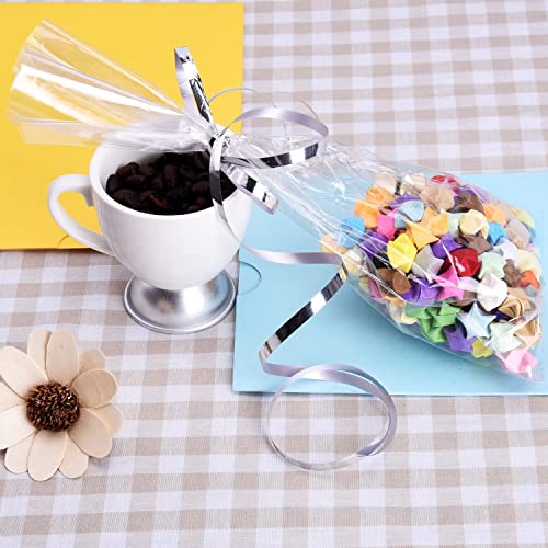 Image of AMFIN Silver Ribbon Roll - Pack of 12, Curling Balloon Ribbon for Decoration