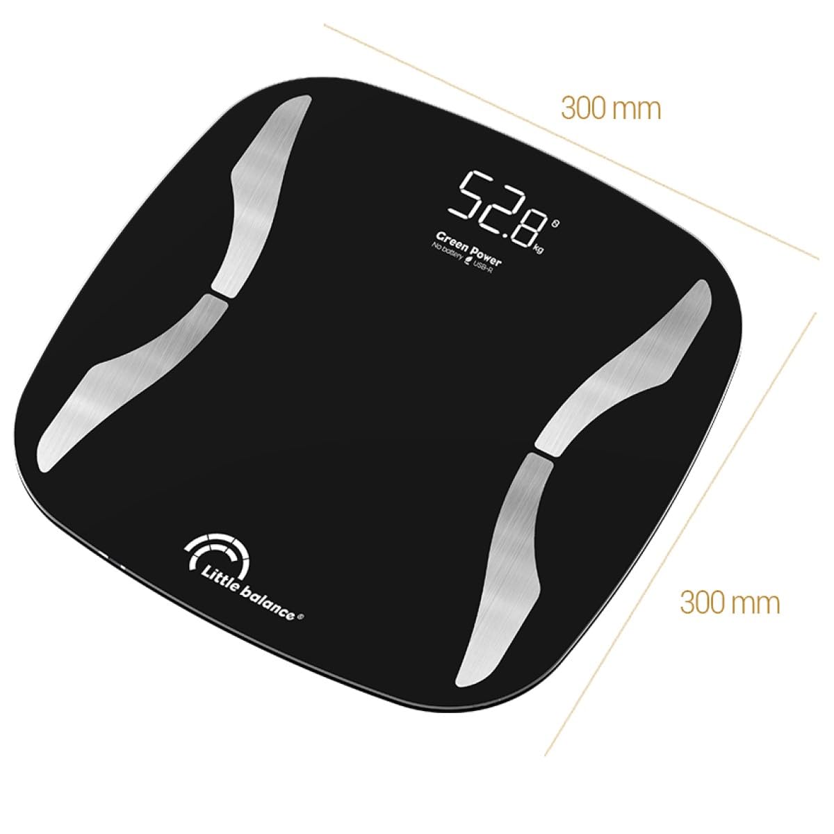LITTLE BALANCE 8651 Soft 4 USB-R, Impédancemètre connecté sans pile, Rechargeable USB, Réparable, 180 kg, Noir