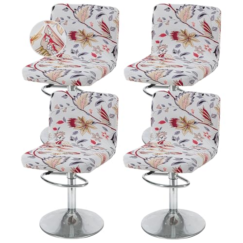 Image of FUANGUI Bar Stool Covers with Backs, 4 Pack Stretch Bar Stool Chair Covers, Knitted Jacquard Bar Stool Covers,Washable Bar Chair Covers Swivel Barstool Slipcovers,10