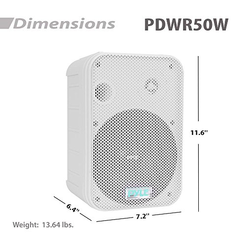 Pyle Home Dual Waterproof Outdoor Speaker System - 6.5 Inch Pair Of Weatherproof Wall / Ceiling Mounted Speakers W/ Heavy Duty Grill, Universal Mount-For Use In The Pool, Patio, Indoor Pdwr50W (White) #TOP3