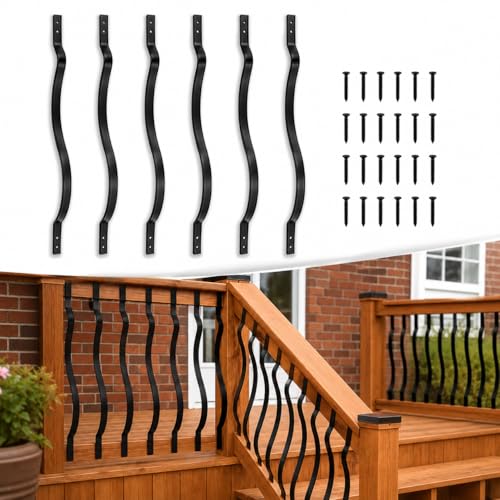 Garde-corps de terrasse en aluminium noir brillant avec 25 balustres incurvés