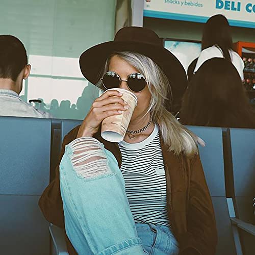 DRESHOW Women Classic Felt Fedora Wide Brim Floppy with Belt Buckle Panama Hat4