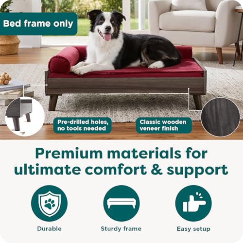 Image of Furhaven Elevated Dog Bed Frame for 30 inch x 20 inch Medium Dog Beds, Easy Assembly - Mid-Century Modern Bed Frame - Gray Wash, Medium