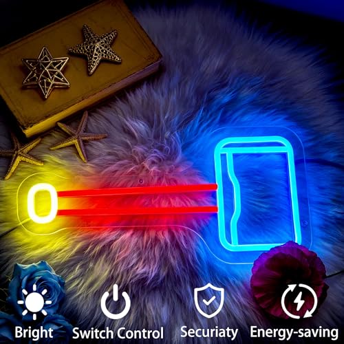 Image of Neon Sign, FPLL Neon Signs for Wall Decor Blue Red LED Signs for Man Cave Game Room Home Party Birthday Decor Bar Beer Sign - USB Powered