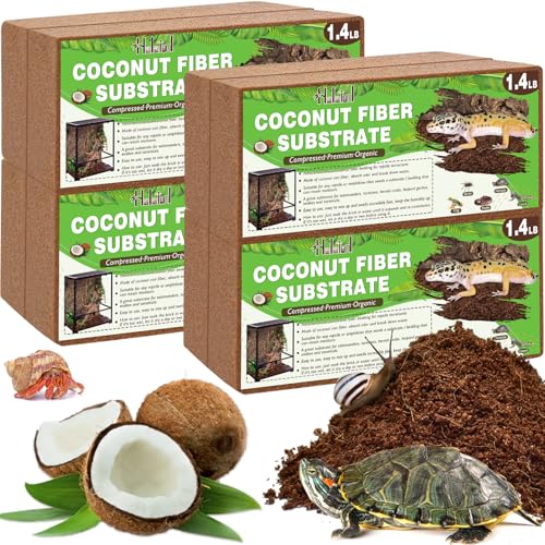 Halatool 8 Pack Compressed Coconut Fiber Substrate for Reptile, 100% Organic Premium Coconut Husk Substrate Terrarium Bedding for Tortoises Beard Dragon Leopard Gecko Snake Tarantula Worm Bins