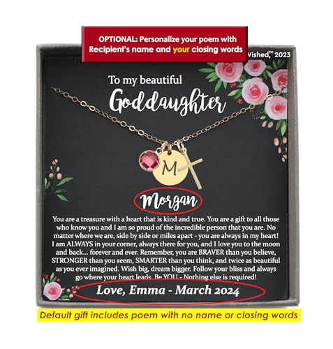 Be Wished Personalized Goddaughter Necklace from Godmother or Godfather, Name or Initial Necklace with Meaningful Message3