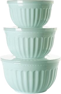 Salatschüssel Set mit Deckel, Große Rührschüssel Set 3 Teilig 2L/3L/4L - Stapelbar Große Schüsseln für Küche aus Premium Kunststoff BPA Frei, Geeignet für Spülmaschine und Mikrowelle (Blau)