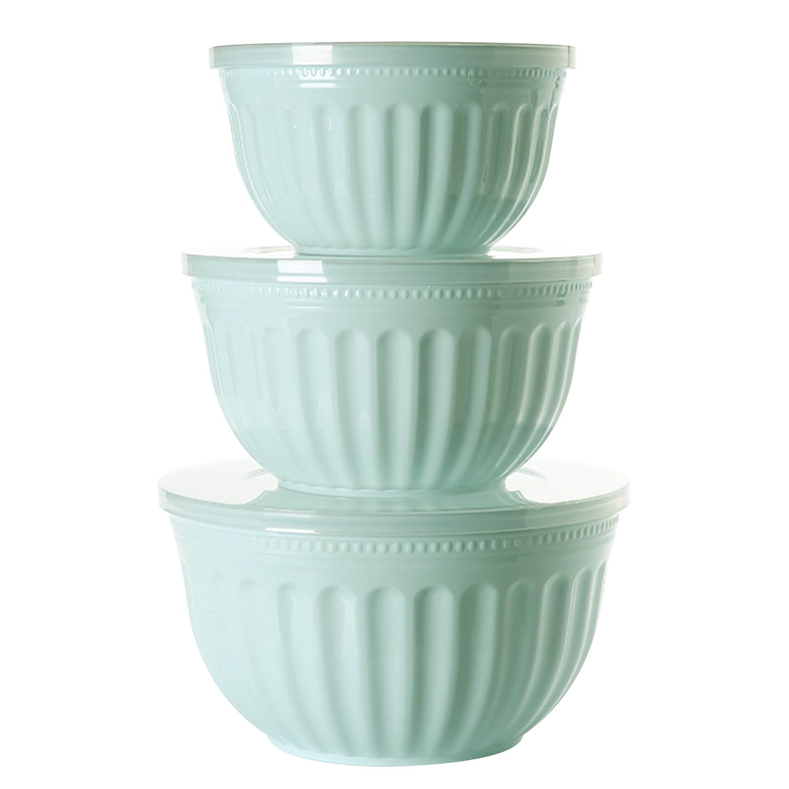 Diaxilu Salatschüssel Set mit Deckel, Große Rührschüssel Set 3 Teilig 2L/3L/4L - Stapelbar Große Schüsseln für Küche aus Premium Kunststoff BPA Frei, Geeignet für Spülmaschine und Mikrowelle