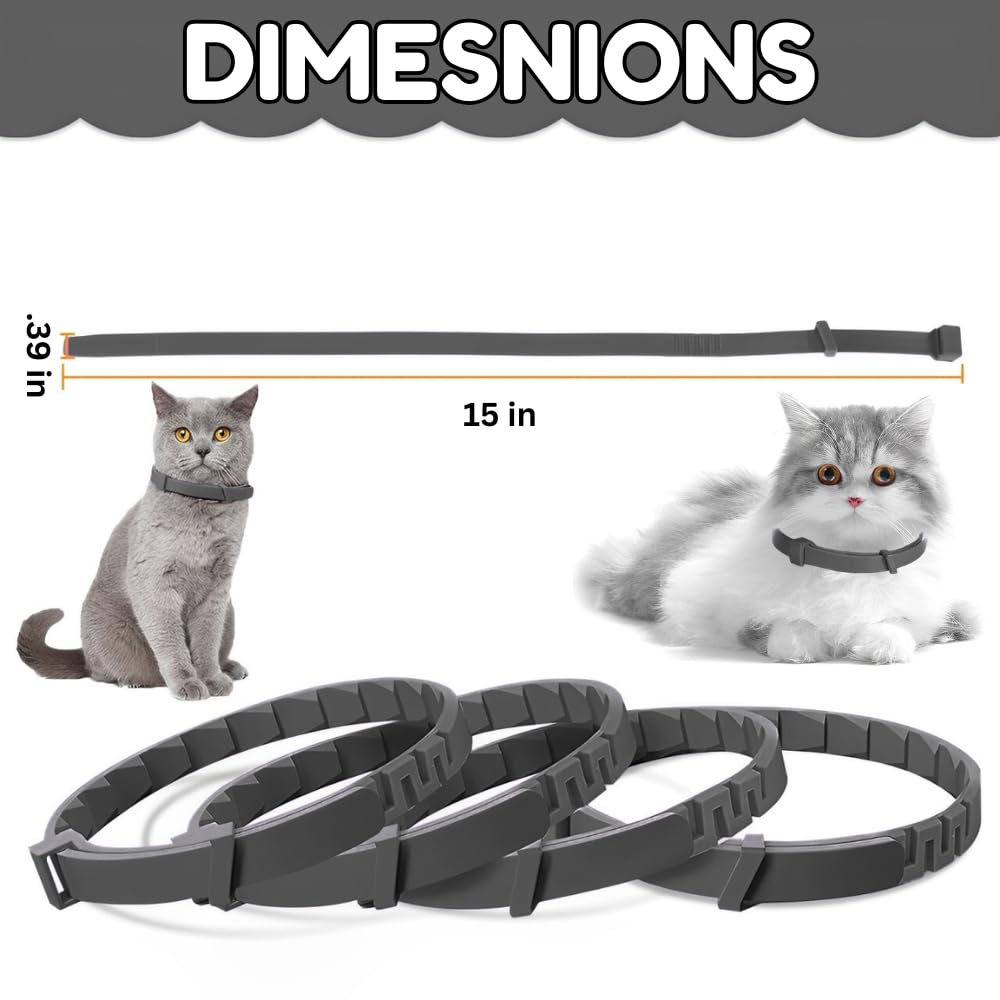 Calming Collar for Cats Pheromone 120 Day Anxiety Relief 4 Pack Adjustable Waterproof Breakaway Safety Buckle Helps Stop Spraying Scratching Meowing for Travel & Vet Visits (Grey) - image 2