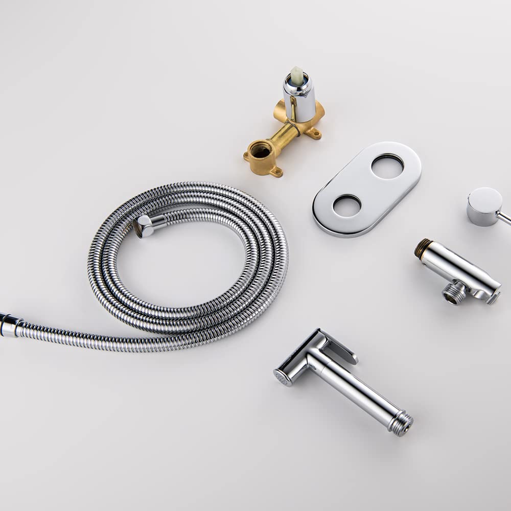 Grifo bidé de Mano para Inodoro, Kit rociador de Agua Caliente de Pared con Accesorio de Ducha portátil Oculto para pañales de Tela con Agua Caliente y fría.