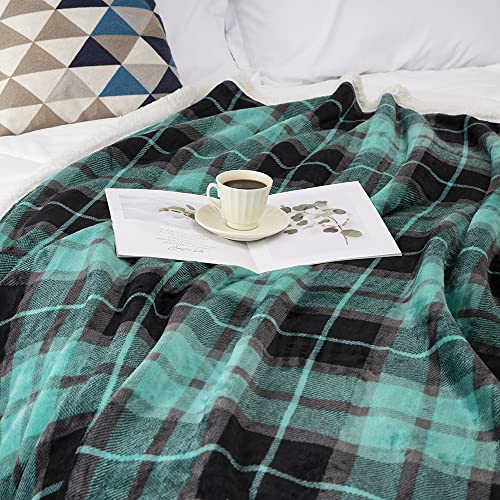 Gealaek Sherpa Throw Blanket Green Buffalo Plaid Blanket Fuzzy Soft Warm Cozy Reversible Microfiber Throw For Couch Sofa Bed Office Camping 50"X60" #TOP5