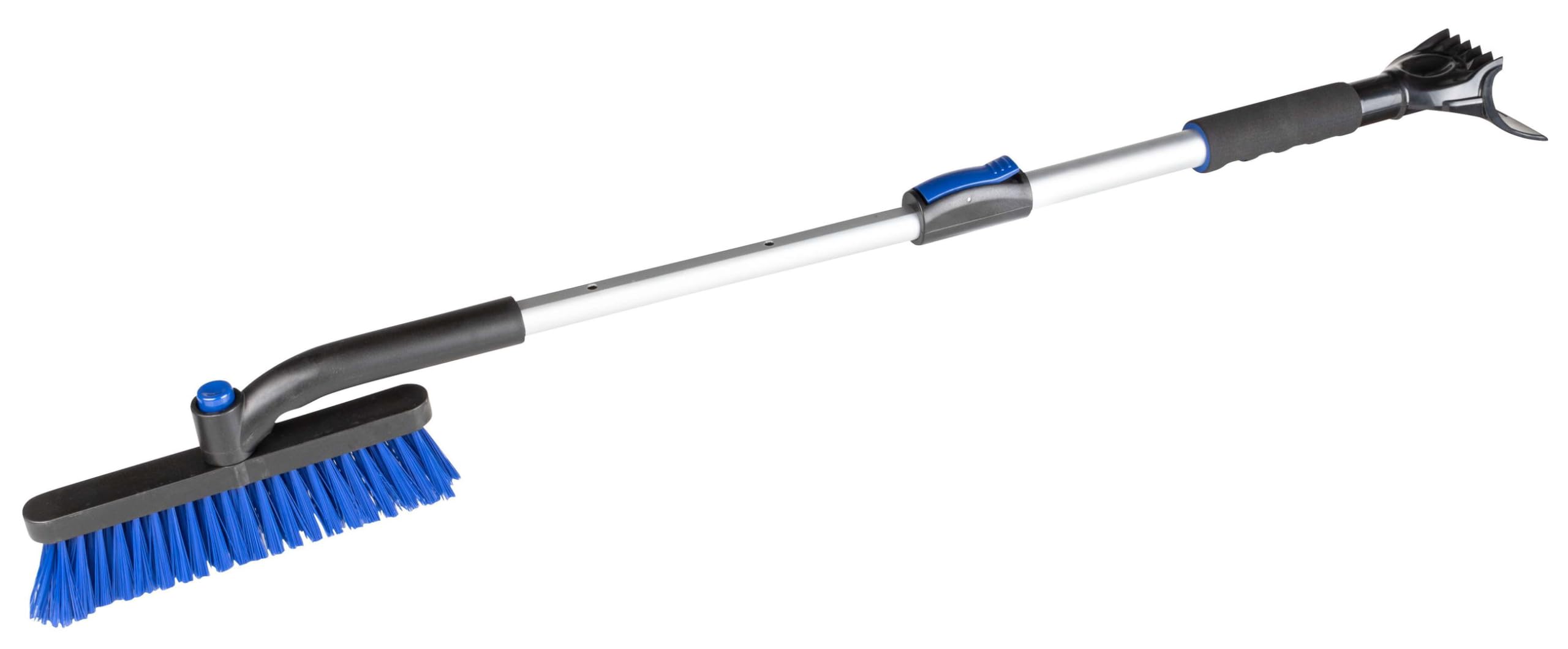 WALSER Rascador de hielo telescópico, rascador de hielo giratorio, raspador de coche extensible 77, 5-100 cm negro/azul
