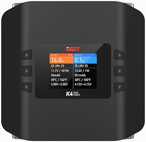 Miniatura 2 de ISDT Cargador de batería K4 Dual Lipo Descargador 18S RC Cargador de batería AC 400W DC 600Wx2 para la vida, LilonHv, Pb, NiMHCd Cargador de