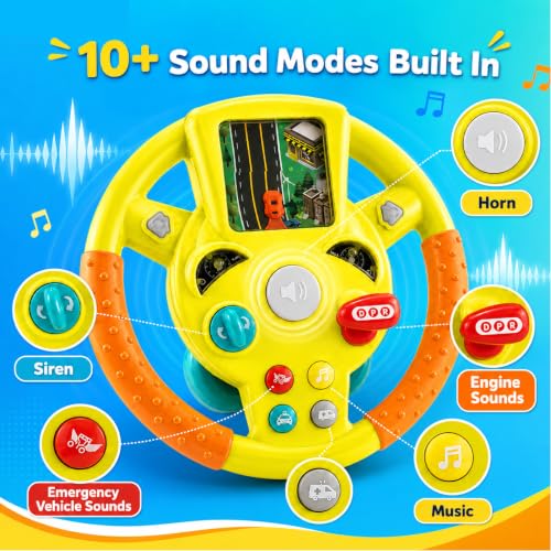 Image of Lifelong Kids Steering Wheel | Realistic Car Driving Simulator with LED Lights, Horn, Gear Lever, Turn Signals, Interactive Sounds & Music | Educational Pretend Play Toy for Boys, Girls 3-6 Yrs