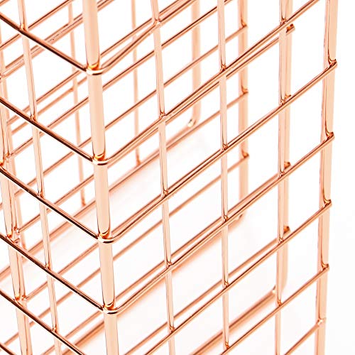 Delifox Mail Sorter - Letter Organizer Metal Desktop File Rack Postcard Holder for Home and Office, Rose Gold - Thumbnail 6