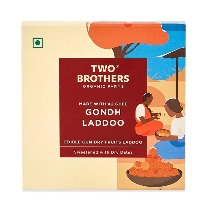 Image of Two Brothers Organic Farms Dink Sweet Laddu /Laddoo with Dryfruits | gond laddu No Sugar Handrolled (250 grams)