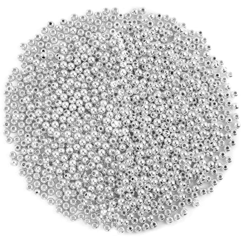 DECYOOL Small Silver Spacer Beads - 1200pcs 4mm Smooth Round Beads for Jewelry Making Ideal for Bracelets