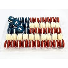 50 Pack Assorted French Macaron, The American Flag | Red, Navy Blue & White