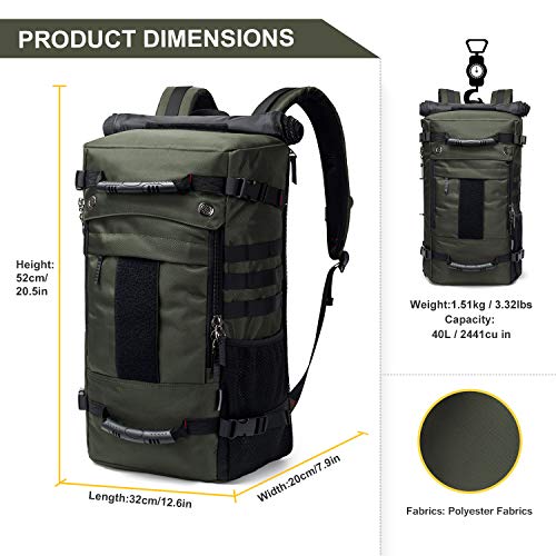 Mardingtop 40L Duffle Backpack Molle Travel Sports Gym Carry-On Bag for Men Women 6346-Army Green