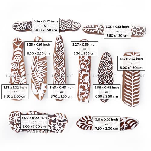Image of Hashcart | Set of 10 | Finger Design Printing Blocks for Henna Mehndi Hand Printing | Stamps for Scrapbooking | Fabric Textile | Project Making