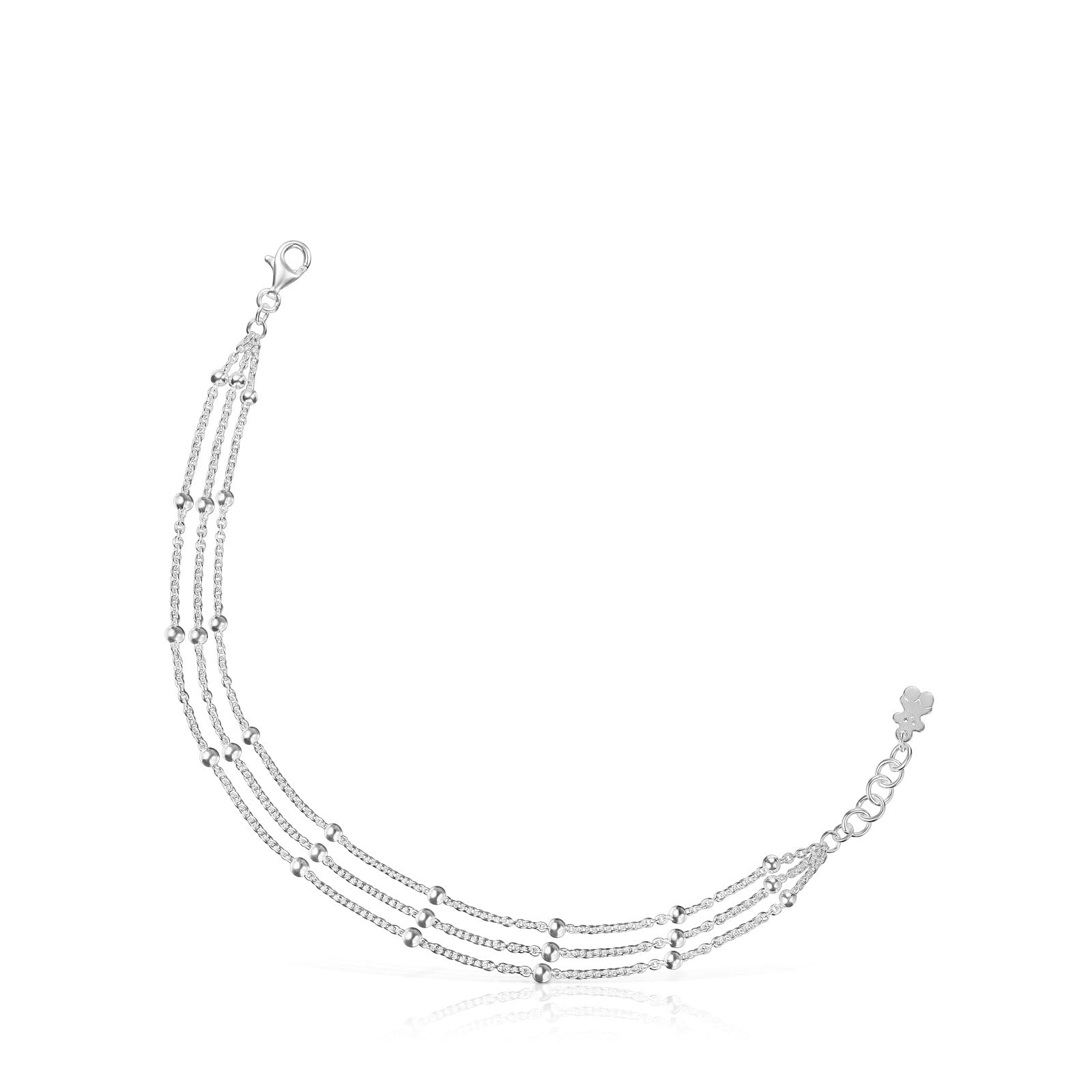 TOUS Pulsera Triple Cadena para Mujer de Plata de Primera Ley, Colección Basics