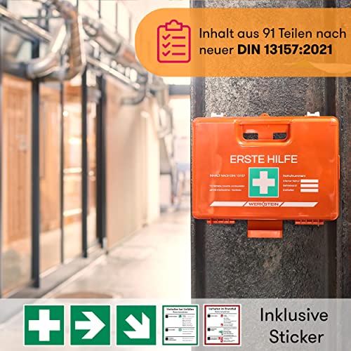 2x Erste Hilfe Kasten mit Inhalt nach neuer DIN 13157:2021 I Verbandskasten inkl. praktischer Wandhalterung, 5x Aufkleber & Plombe I Erste Hilfe Koffer für Betriebe, Einrichtungen & Zuhause - Image 3